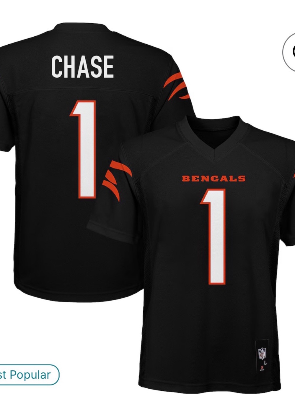 Authentic/ brand new Ja’Marr Chase boys 10/12 Cincinnati Bengals Jersey